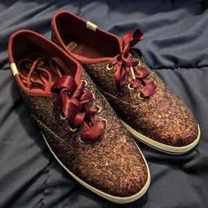 Keds x Kate Spade New York Glitter Sneakers - Dark Cherry 7.5